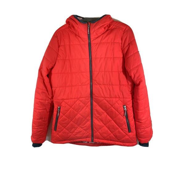 Strafe Aero Insulator Red Jacket Quilted Hooded Thumbholes Water Resistant - Picture 1 of 13